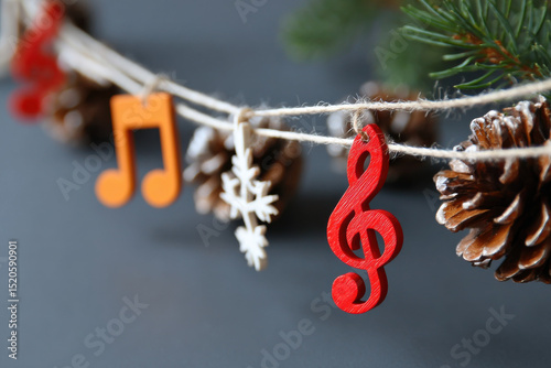 Musical border line, festive design decor photo