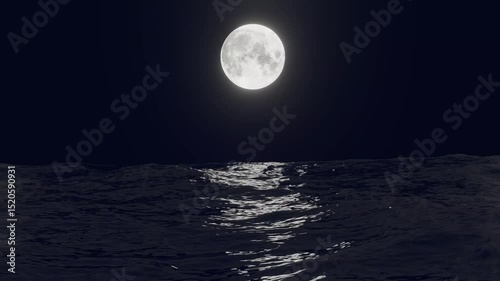 Moon light at night with water wave