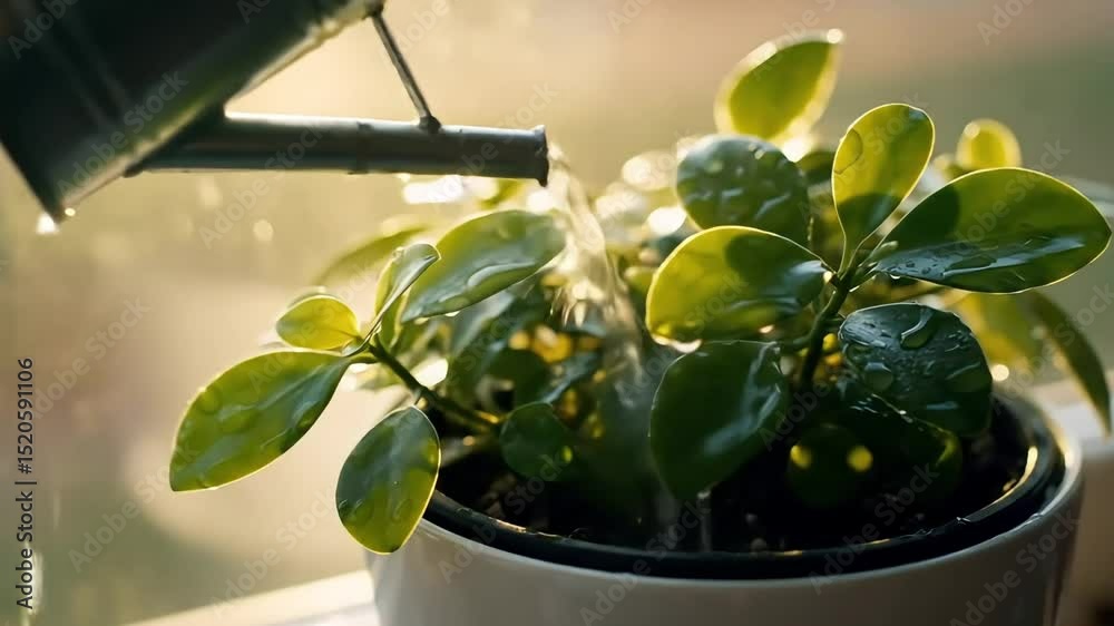 A calm and informative video about watering indoor plants. It shows simple techniques to help houseplants grow healthy and strong. Ideal for gardening tips, home living, and plant care themes.