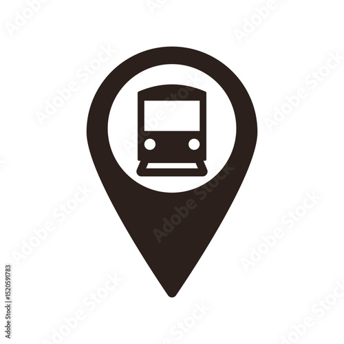 Train station map pin. Train station location pin. GPS train location symbol for apps and websites stock illustration