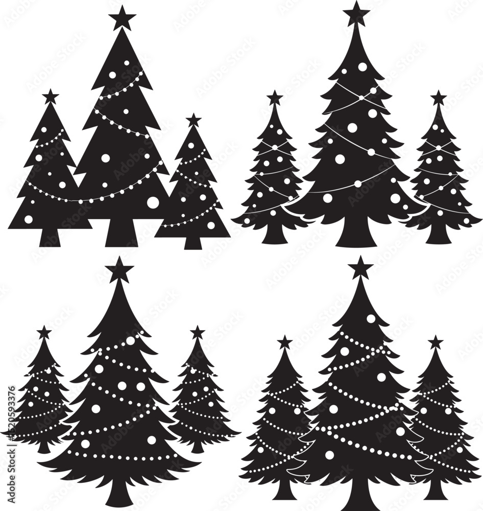 Obraz premium Christmas pine tree festive holiday decoration vector illustration