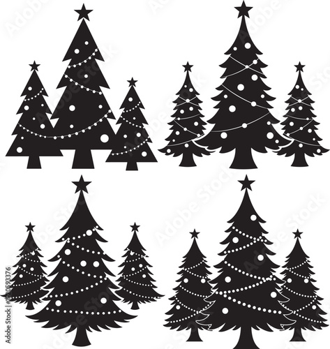 Christmas pine tree festive holiday decoration vector illustration