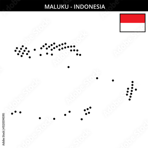 Big circular dotted map of maluku in Indonesia