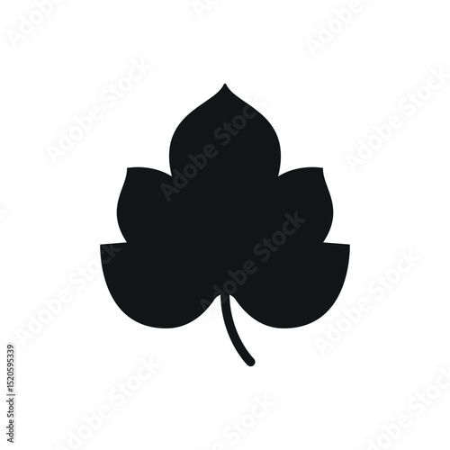 Flat grape leaves icon, ideal for nature, vineyard, culinary, herbal, or botanical-themed designs.