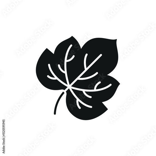 Flat grape leaves icon, ideal for nature, vineyard, culinary, herbal, or botanical-themed designs.