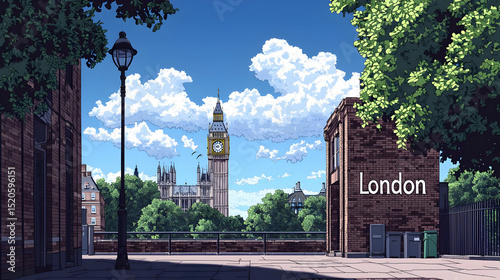 Pixelated London Cityscape View