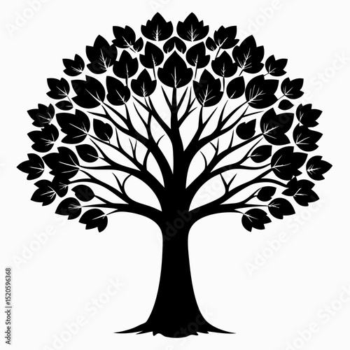 Isolated deciduous tree silhouette icon a simple graphic design element perfect for nature themed projects or minimalist designs available in