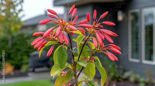 Closeup Of Vibrant Red Flowers On Green Foliage In Garden