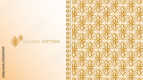 Islamic luxury white and golden background with decorative pattern