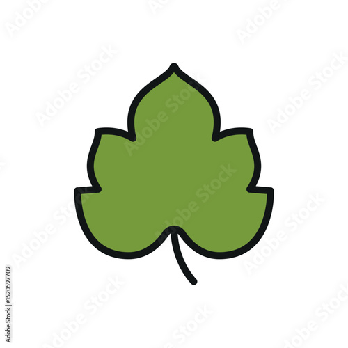 Flat grape leaves icon, ideal for nature, vineyard, culinary, herbal, or botanical-themed designs.