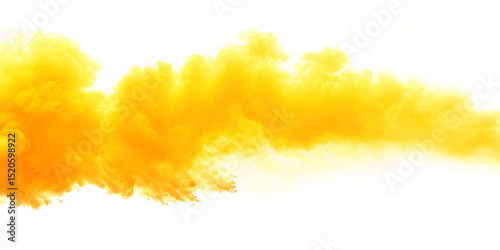 A vibrant cloud of yellow-orange smoke or mist