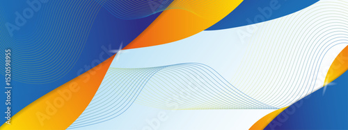Modern minimalism blue and orange corporate template banner