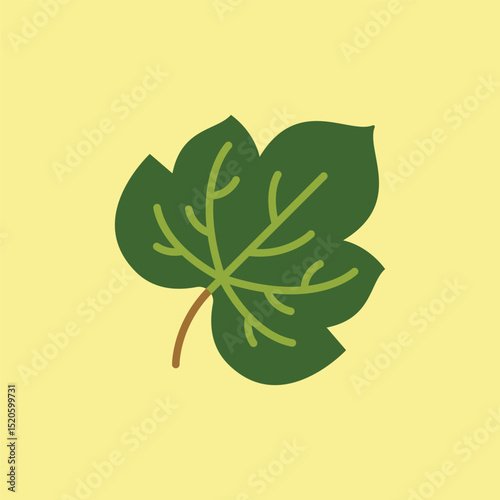Flat grape leaves icon, ideal for nature, vineyard, culinary, herbal, or botanical-themed designs.
