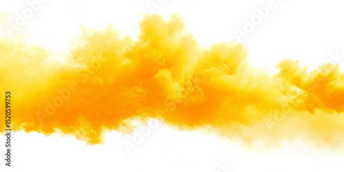 A vibrant cloud of yellow-orange smoke or mist