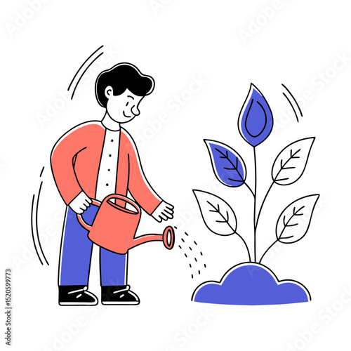 Man Watering Plant