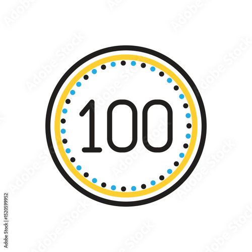 Multi color icon for hundred