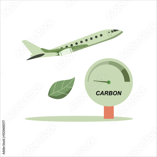 Aircraft carbon emission with meter and leaf