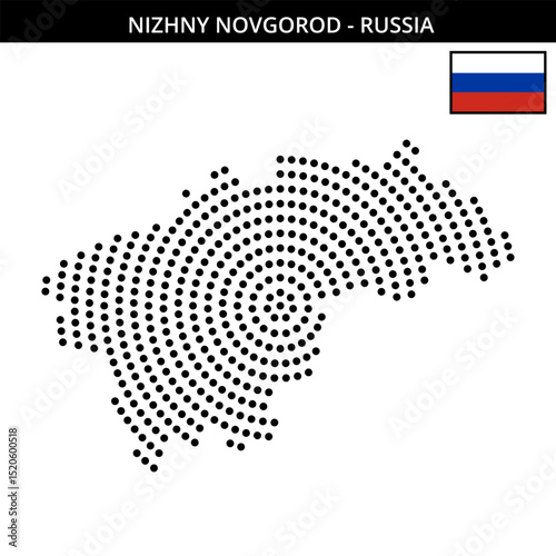 Big circular dotted map of Nizhny-Novgorod in Russia