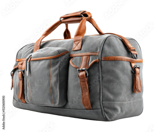 Travel bag for weekend getaways stylish design modern aesthetic urban environment side view isolated on transparent background photo