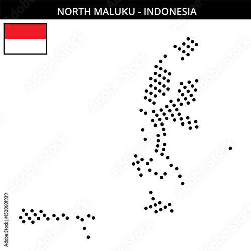 Big circular dotted map of north-maluku in Indonesia