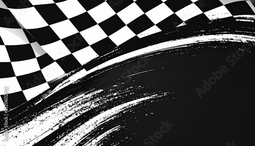 Checkered racing flag with brush stroke design - works well for marketing materials