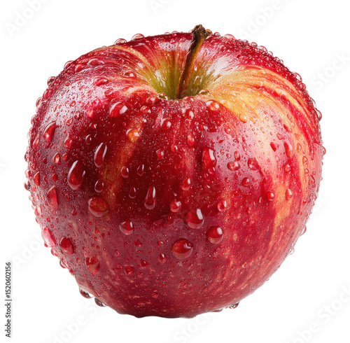 Fresh red apple with water droplets natural food healthy snack isolated on transparent background