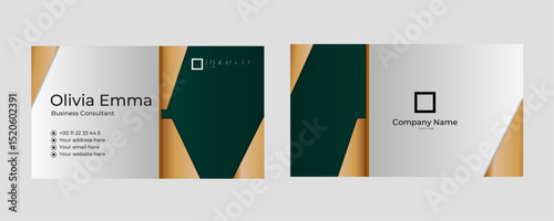 Green and Golden business card vector illustration template