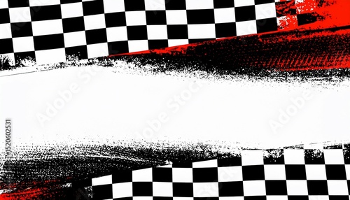 Grungy checkered racing flag background with red - great for digital content