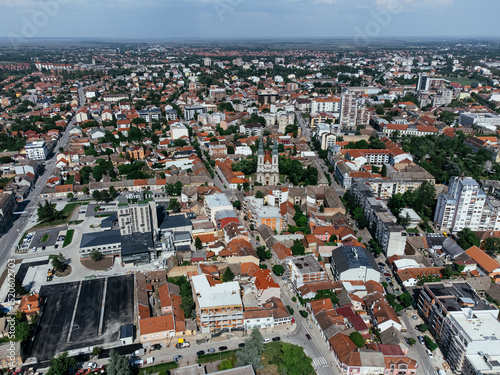 Aerial view of a small town in Serbia. Panchevo