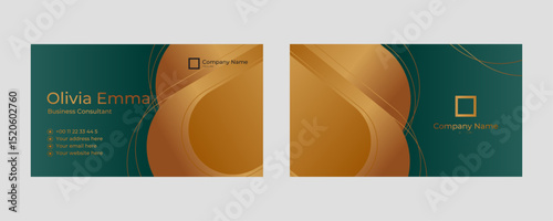 Vector Modern Creative Dark Green and Gold Card Template