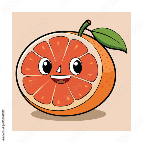 Cheerful Cartoon Pomelo Fruit Icon Illustration for Branding