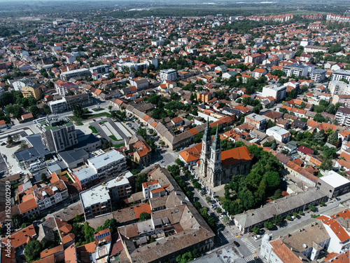 Aerial view of a small town in Serbia. Panchevo