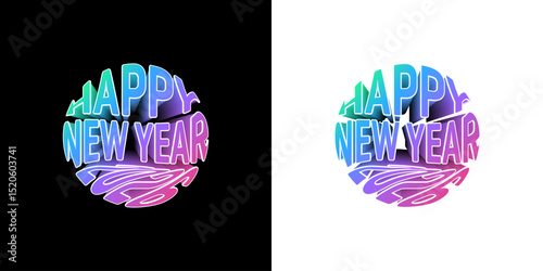 New Year 2026 logo. with round writing style. Holiday greeting card. Vector illustration. Holiday design for flyers, greeting cards, invitations, calendars, etc. Vector illustration