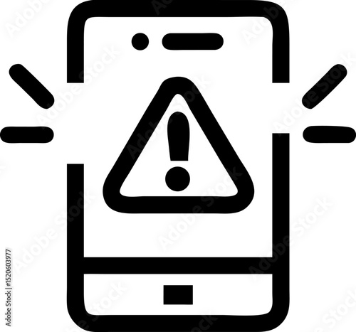 Red Alert Icon on Mobile Device A glowing red warning symbol displayed above a smartphone signifying urgent notification or security
