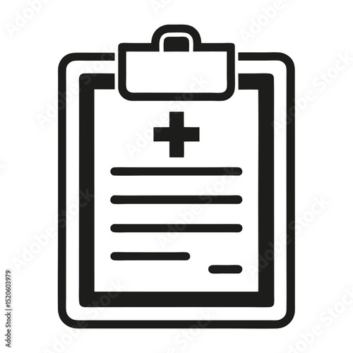 Medical report clipboard line art icon for healthcare