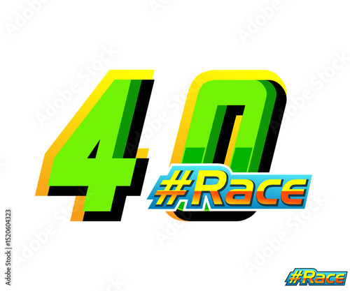 racing number 40 vector with green color and text race