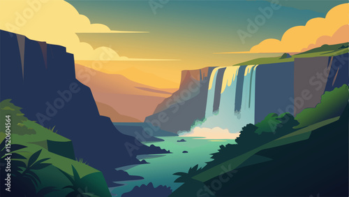 Beautiful waterfall landscape vector illustration design