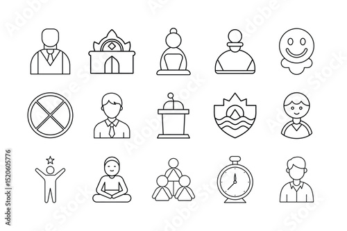 Community and People Line Icon Set