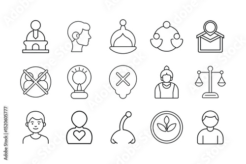Community and People Line Icon Set
