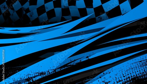 Abstract racing checkered background in blue - perfect for art exhibitions
