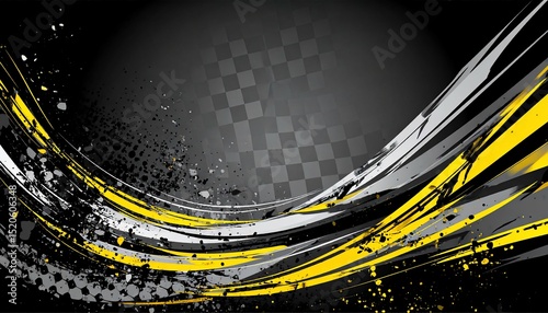 Grungy race track background with checkered flag - works well for marketing materials