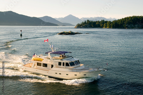 Wallpaper Mural Aerial Luxury Yacht Cruising Vancouver British Columbia Canada Torontodigital.ca