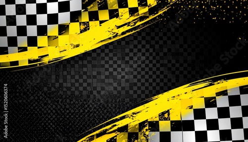 Checkerboard pattern with yellow brush strokes - great for digital content