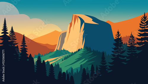 Beautiful nature landscape mountain range vector illustration