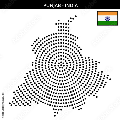 Big circular dotted map of punjab in India