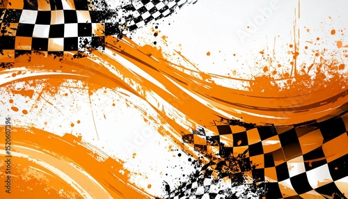Orange race flag background with grunge - works well for marketing materials