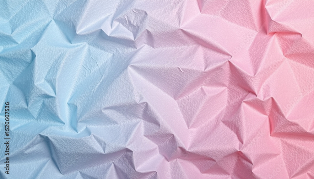 Naklejka premium Crinkled tissue paper in soft pastel shades of blue and pink creates textured background that evokes sense of calm and creativity