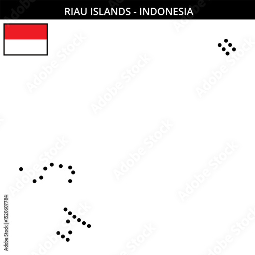 Big circular dotted map of riau-islands in Indonesia