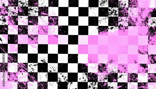 Abstract checkered pattern with pink - perfect for art exhibitions