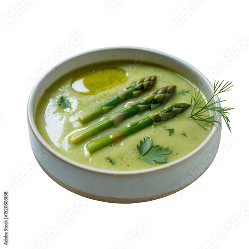 vegetarian asparagus soup isolated on white and transparent background